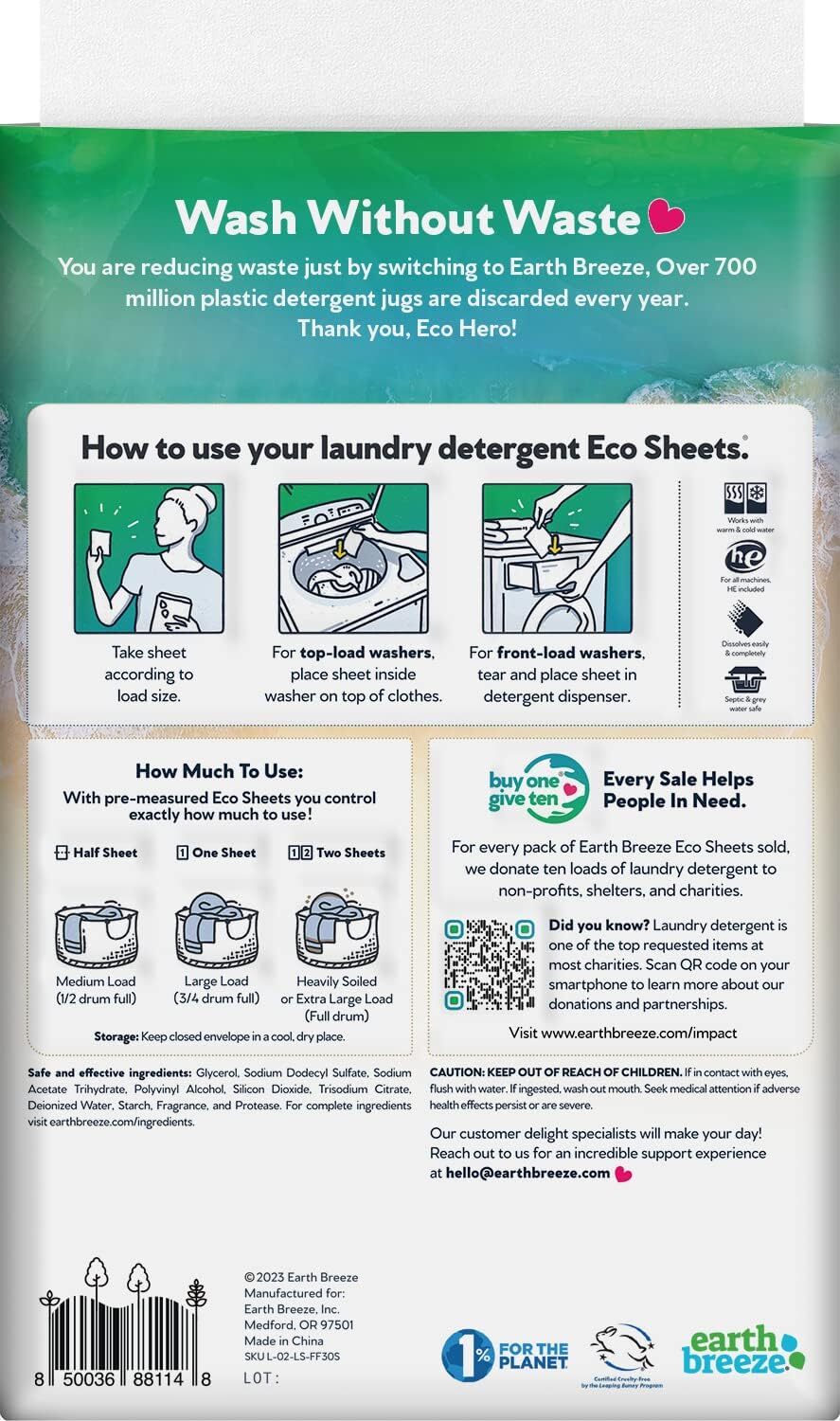 Eco-friendly Laundry Detergent Sheets 30 Count Fresh Scent Hypoallergenic