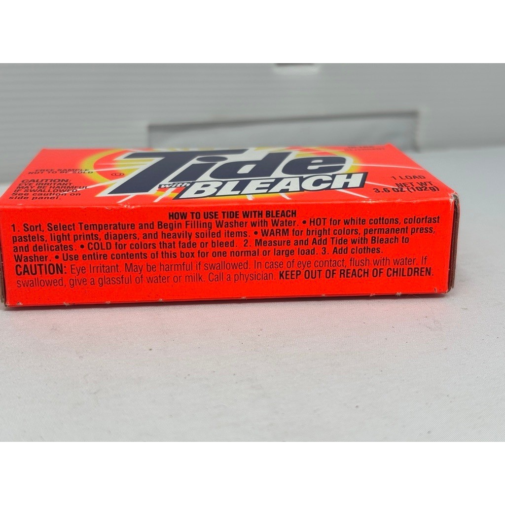 Vtg 90s Tide with Bleach Ultra Detergent Sample Box Laundry Cleaning Traveling