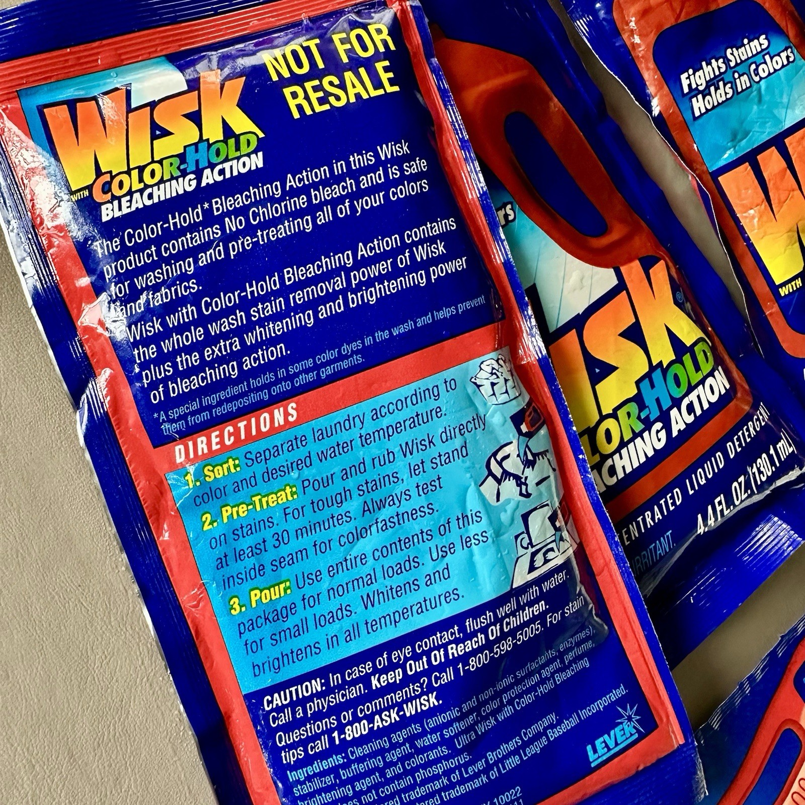 3x WISK Color Hold Action Detergent Packets + WISK Away Stain Remover Sample