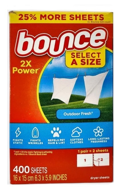 Bounce Select a Size Fabric Softener Dryer Sheets, Outdoor Fresh – 400 Count