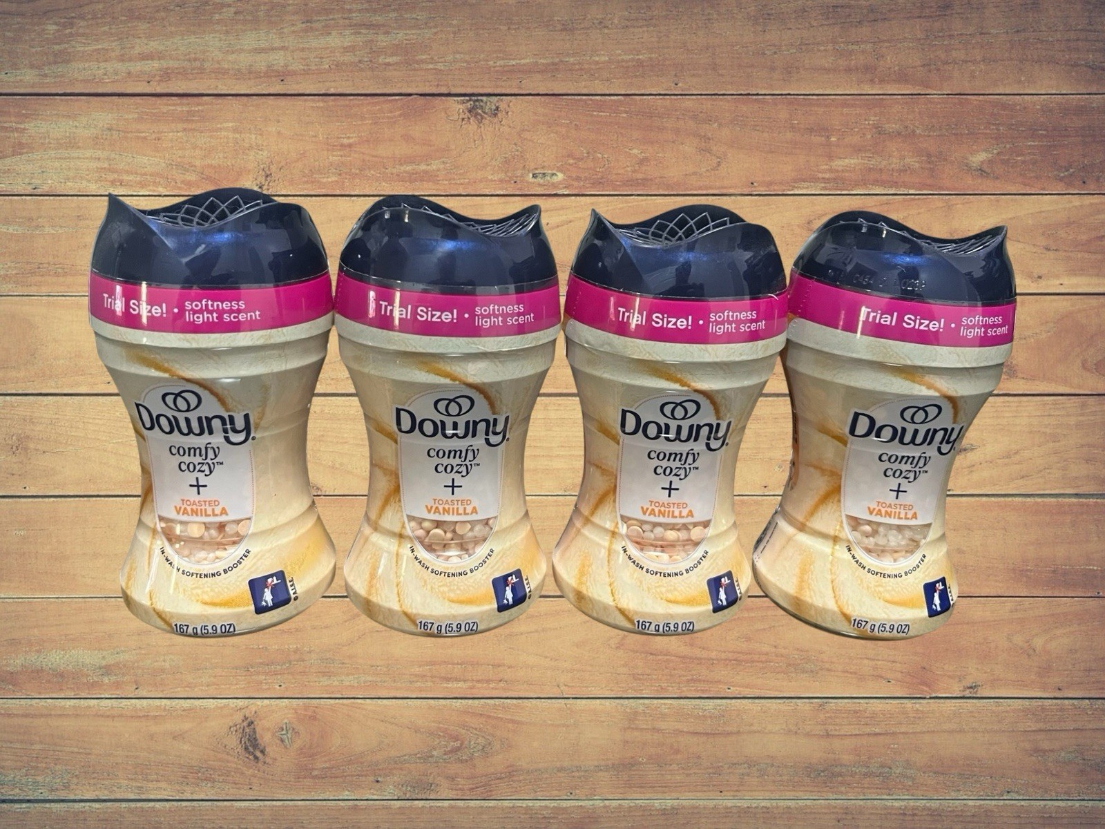 Downy Comfy Cozy + Toasted Vanilla Scent Beads 5.9 oz Trial Size Bundle Of 4