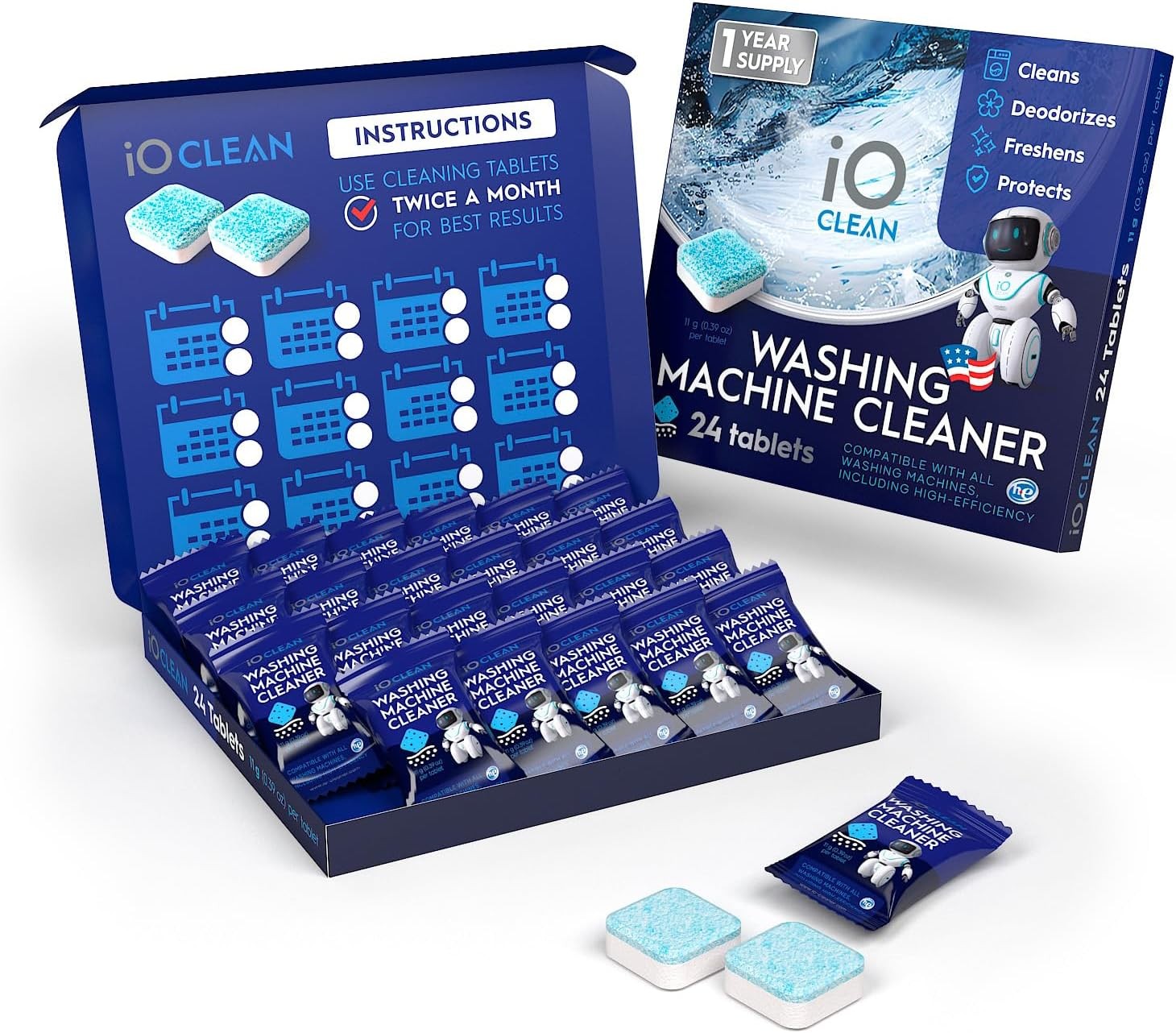 Washing Machine Cleaner and Descaler Tablets 24 Pcs – Deep Clean and…