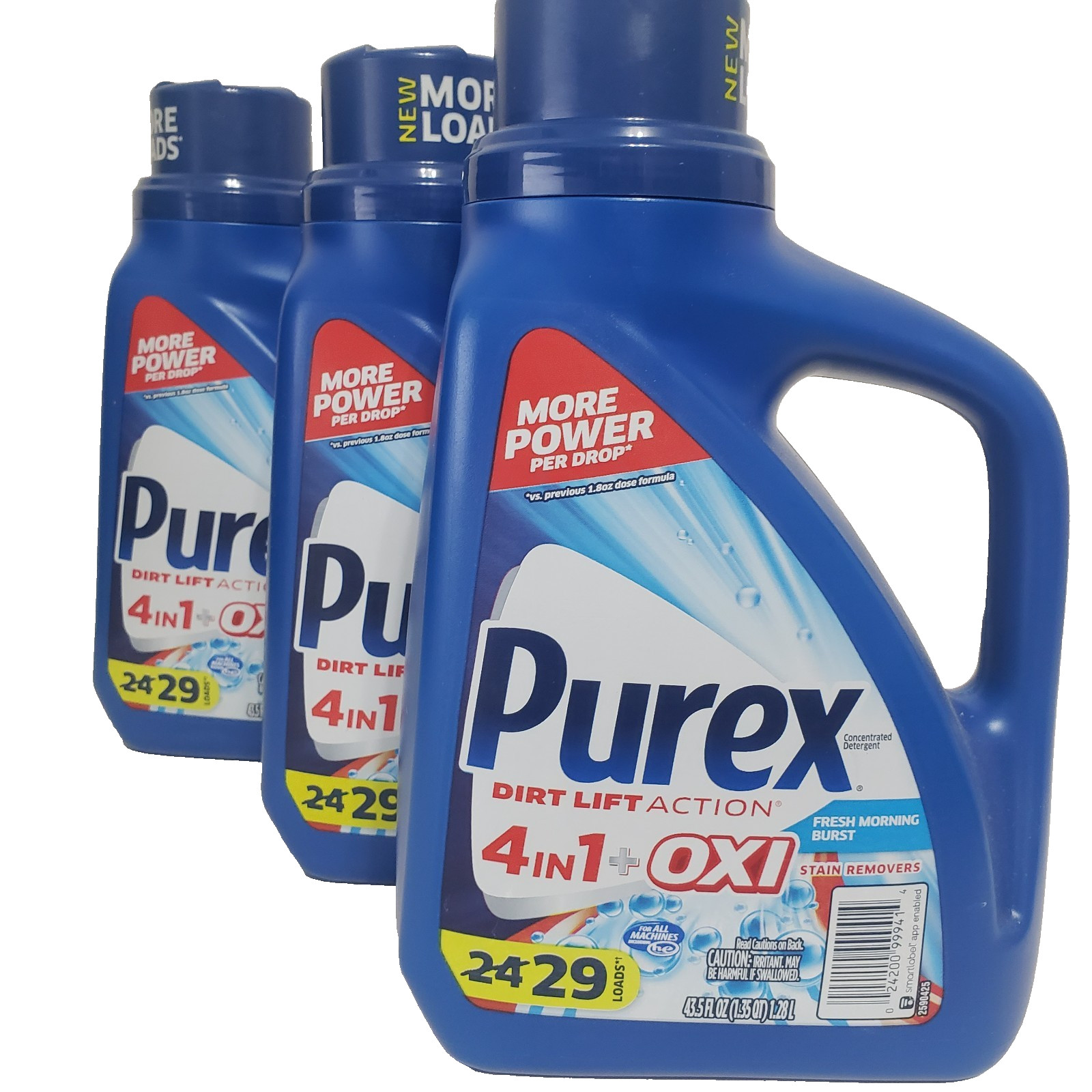 Purex Liquid Laundry Detergent Plus OXI, DIRT LIFT ACTION,29 Wash Load (LOT OF 3