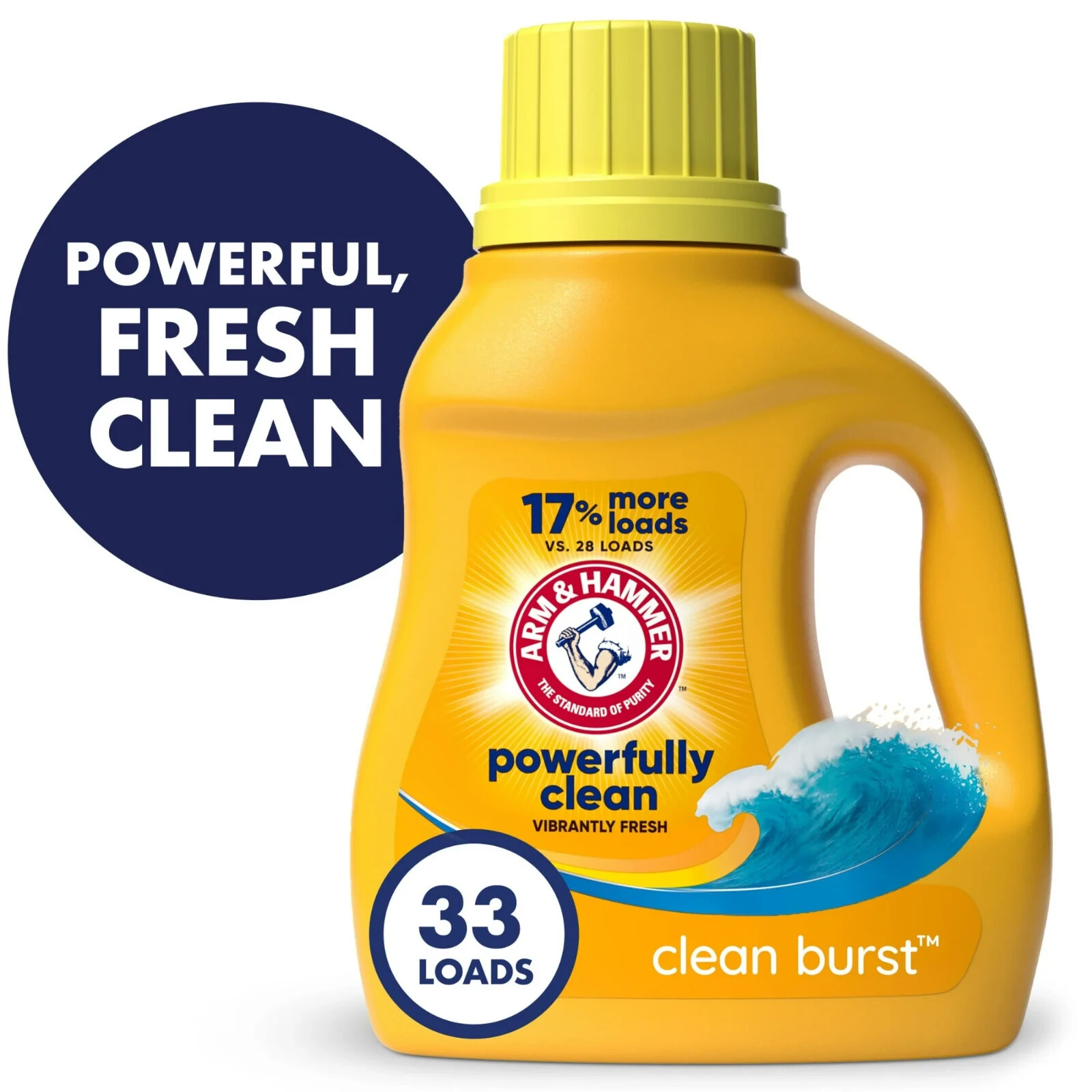 ARM HAMMMER Liquid Laundry Detergent Soap, Clean Burst Fresh, 33 fl oz, 33 Loads