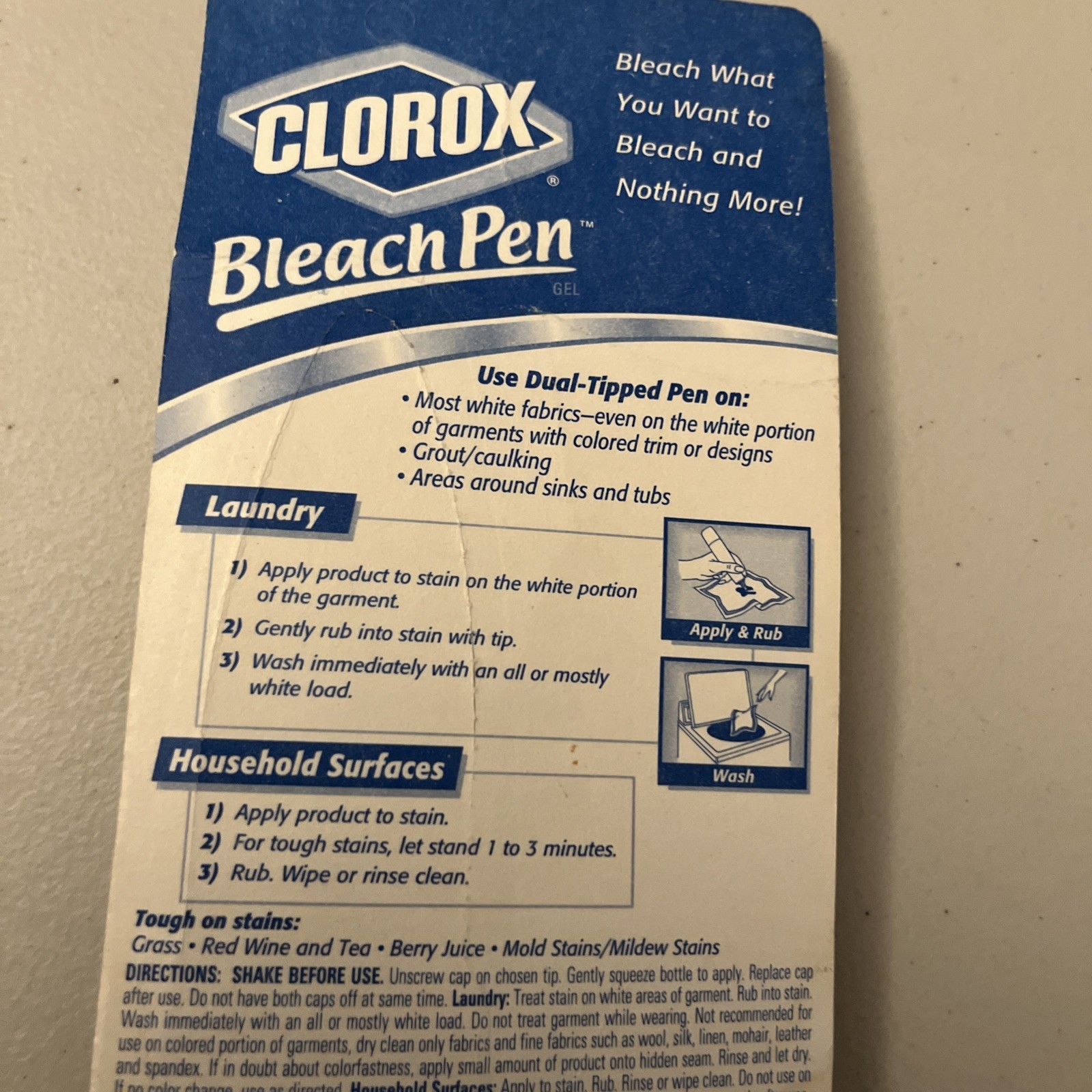 Clorox Bleach Pen Gel 2oz/56g NOS 2002 In Package