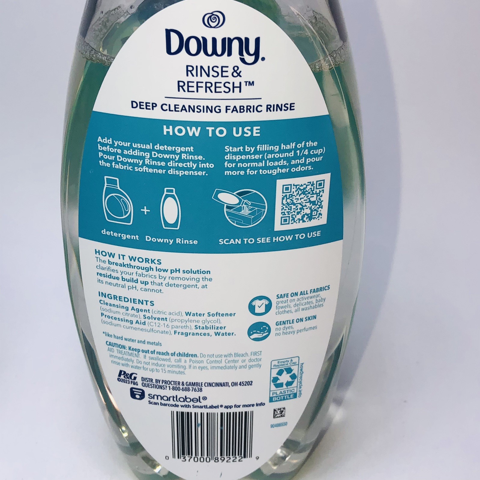 Downy RINSE & REFRESH Laundry Odor Remover and Fabric Softener, Cool Cotton.