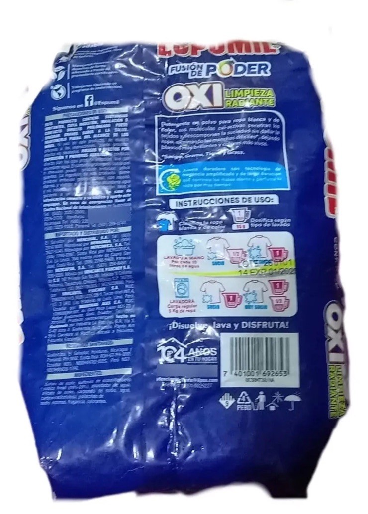 4 Pck Detergente En Polvo Espumil Oxi Limpieza De 500g C/U laundry Detergen