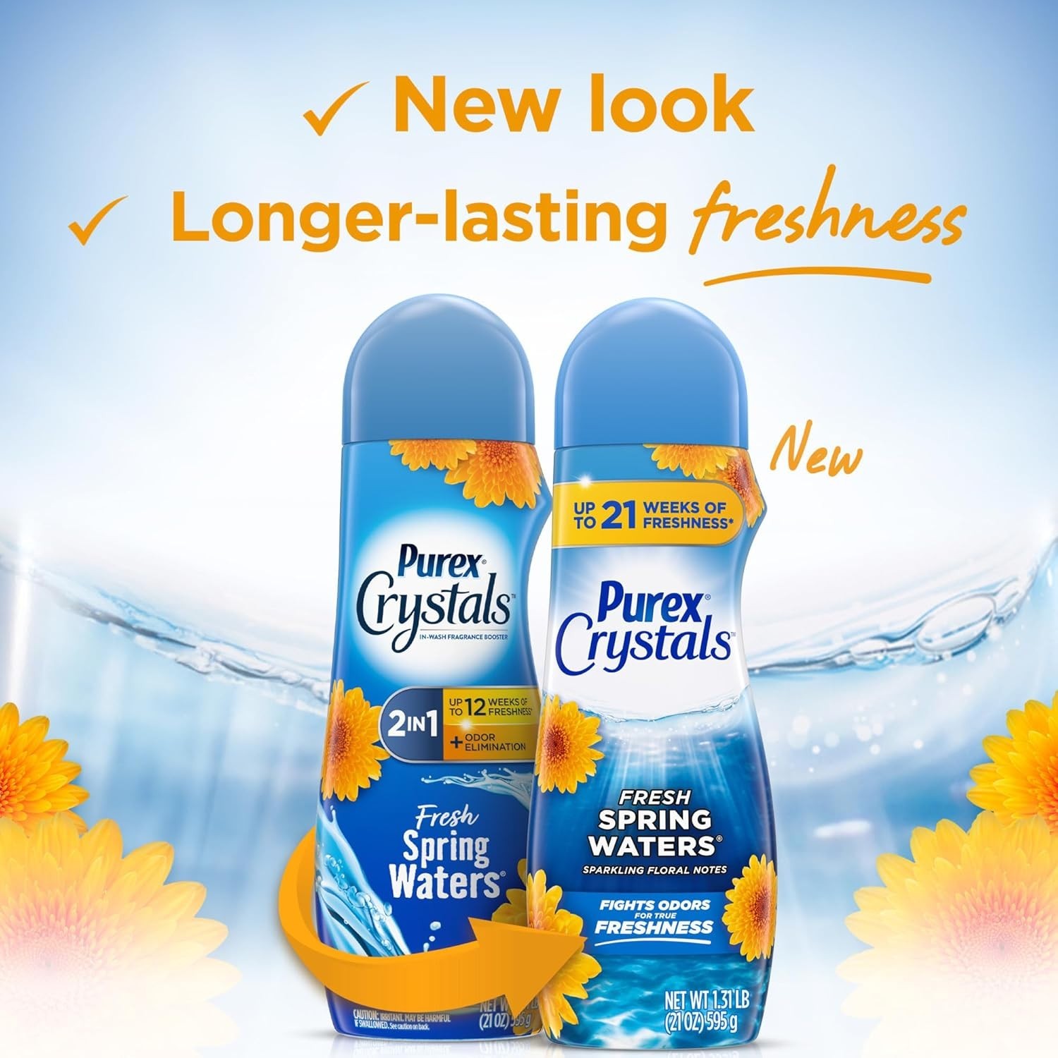 Purex Crystals In-Wash Fragrance and Scent Booster, Fresh Spring 21oz Pack of 4