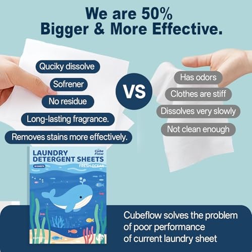 Laundry Detergent Sheets, Fresh Scent – 40 Loads | Plastic-Free, Eco Ocean