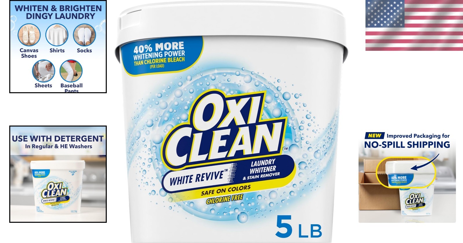 White Revive Laundry Whitener Powder – 5 lb Stain Remover & Bleach Alternative