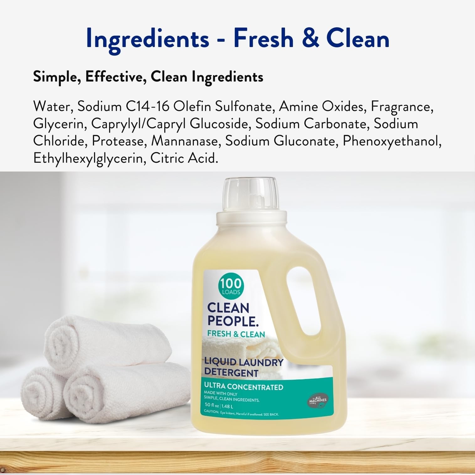 The Clean People Liquid Laundry Detergent – Recyclable Packaging, Stain Figh…