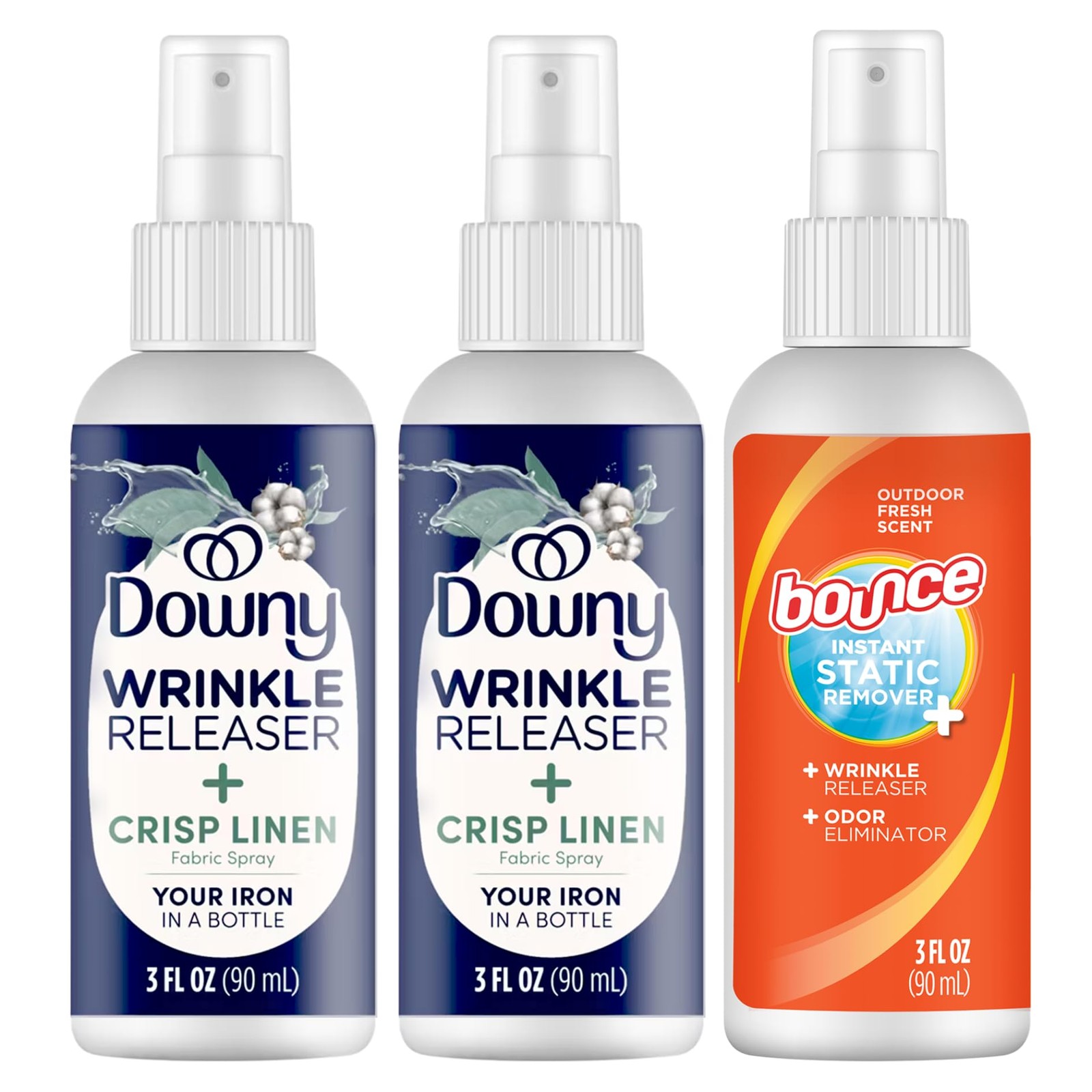 Downy Wrinkle Release Spray Bundle w/Bonus 3oz Bounce 1 Count (Pack of 3)