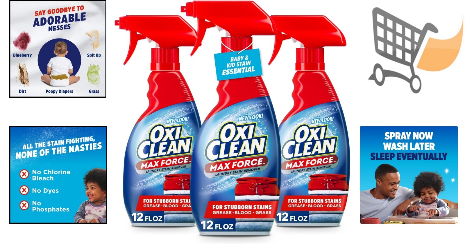 Laundry Stain Remover Spray 12oz Pack of 3 Baby & Kids Safe Enzymatic