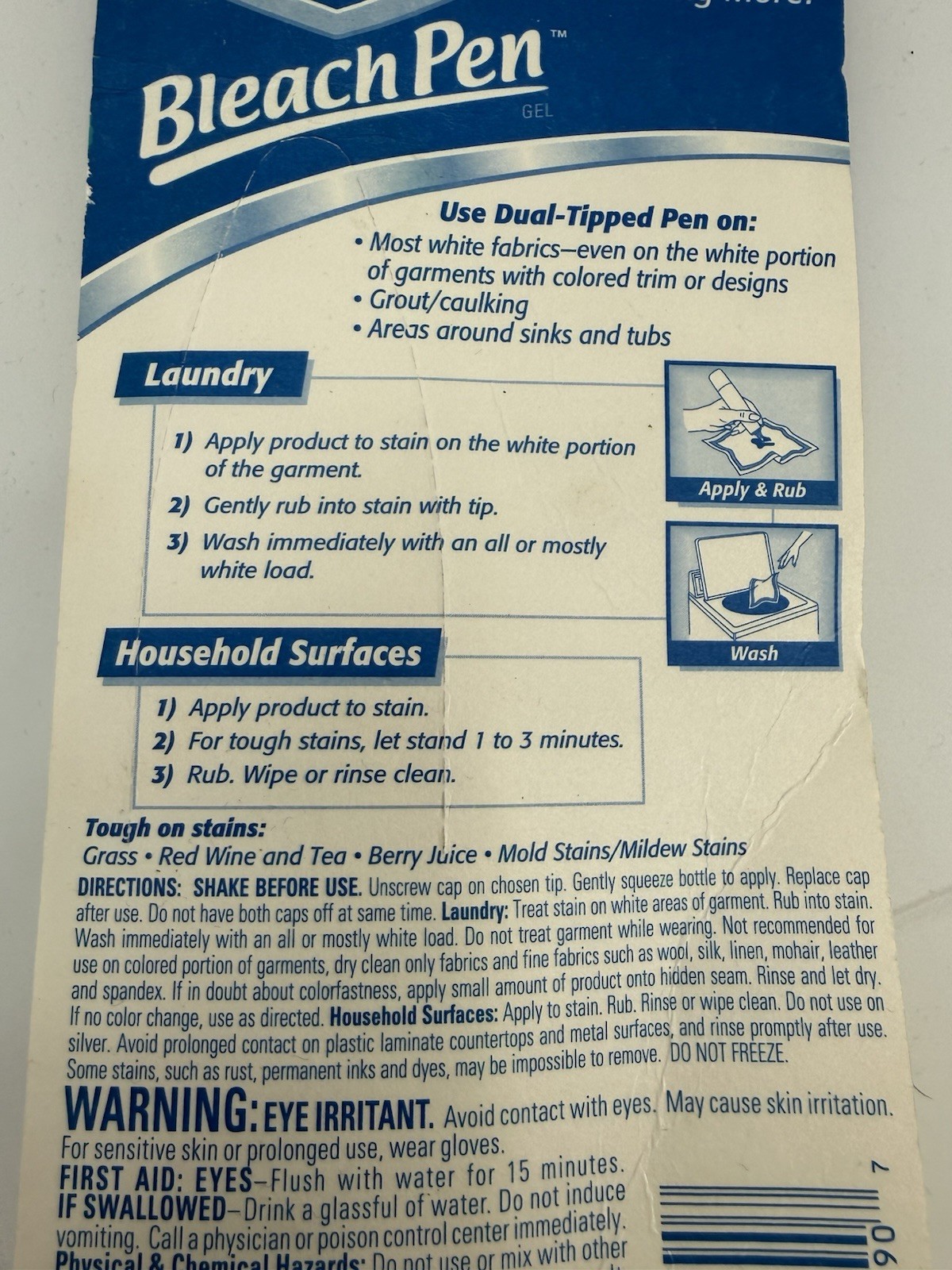 Clorox Bleach Pen Gel Dual Tips New Sealed 2002 Laundry Cleaning Home 2.0 fl oz