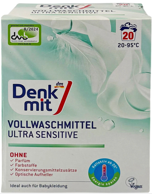10 x 1,35kg Denkmit Full detergent powder Ultra Sensitive, 20 Wl