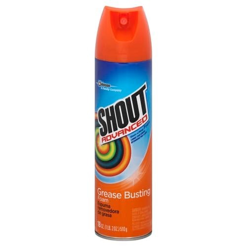 2 Shout Advanced Foaming Grease and Oil Stain Remover for Clothes, 18 oz, Red