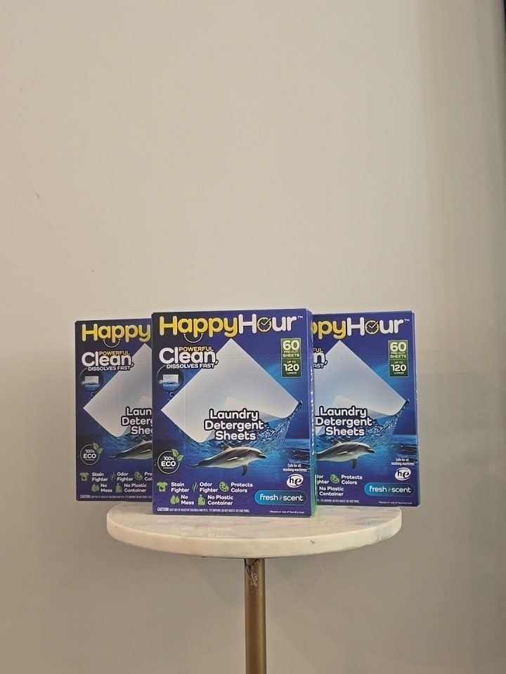 Happy Hour Laundry Detergent Sheets Eco Friendly Color Safe 300 Sheets 600 Loads