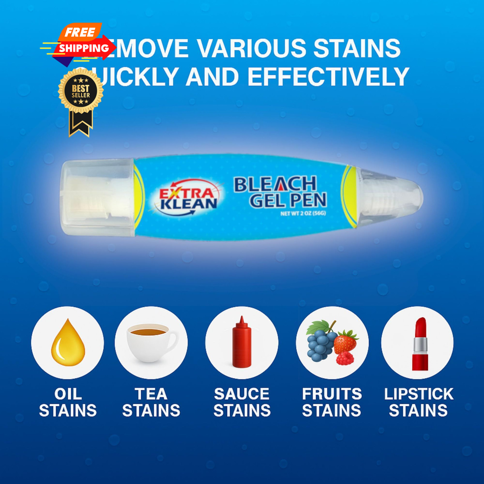 EXTRAKLEAN Bleach Gel Pen – Double-Ended 1.75 Fl Oz (Pack of 2), Milky white