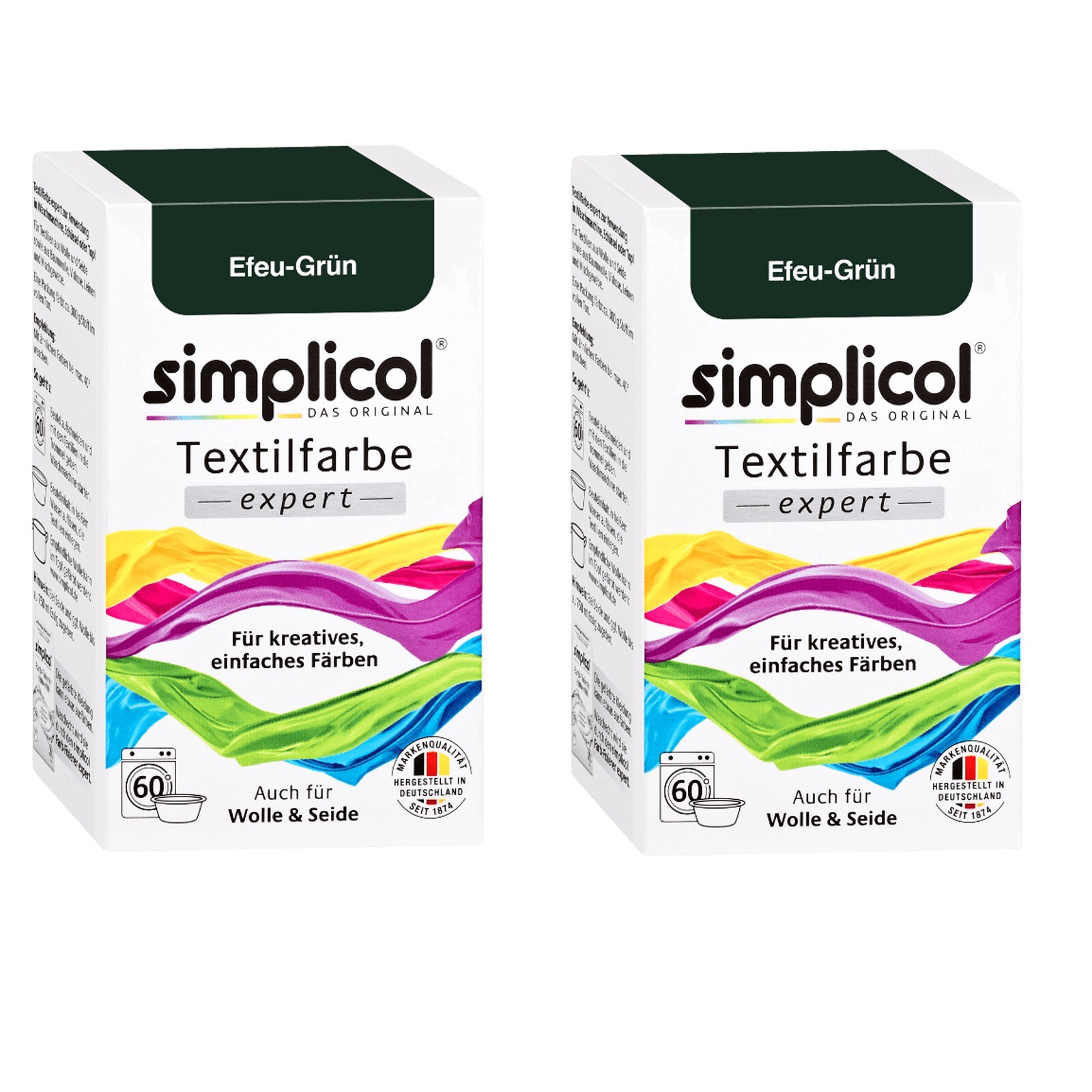 Simplicol Fabric Dye Expert 2x Color IVY GREEN for 600g Fabric also for Wool