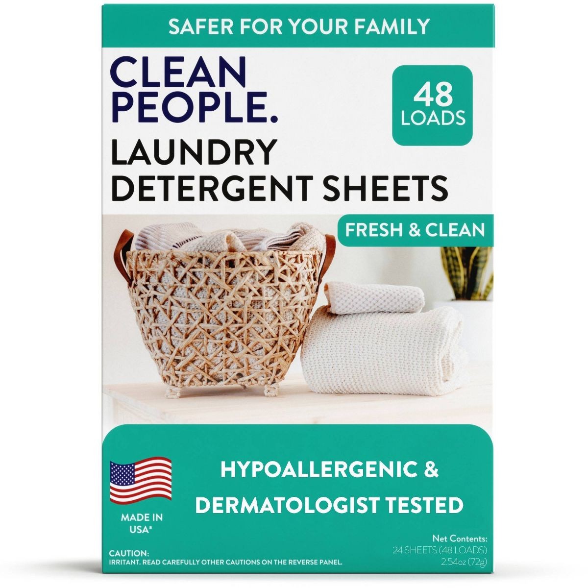 Laundry Detergent Sheets – Fresh & Clean – 48 Loads: Hypoallergenic, Dye-Free