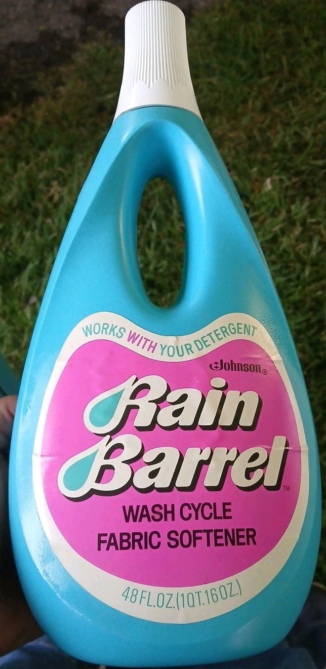 Vtg Johnson Rain Barrel Fabric Softener 48 FL OZ Laundry Full 70’s Movie Prop