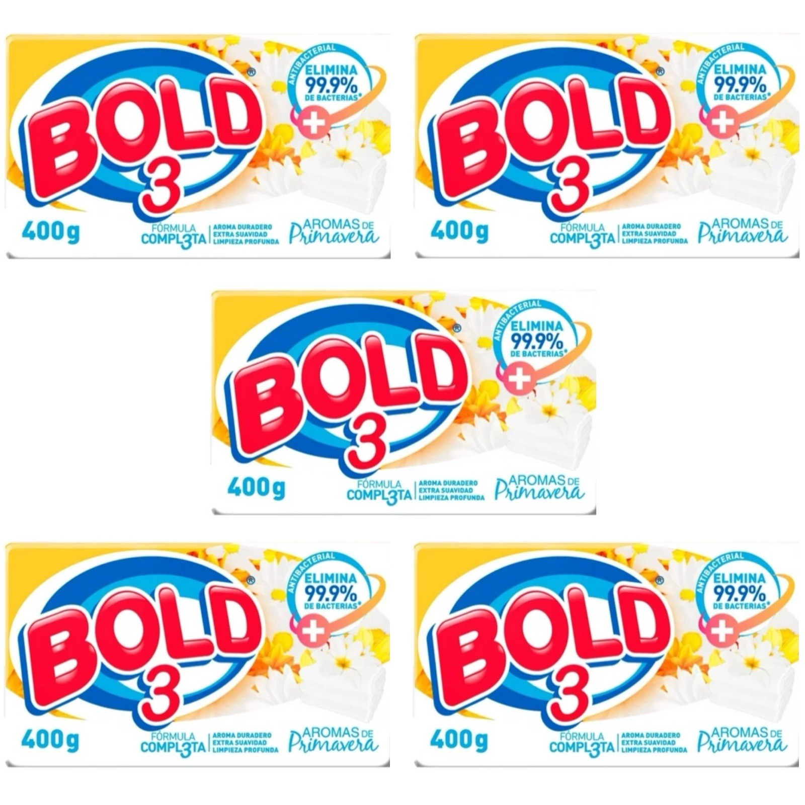 5X BOLD 3 Aromas de Primavera 🇲🇽 Bar Laundry Soap, 400g, 5 Pack