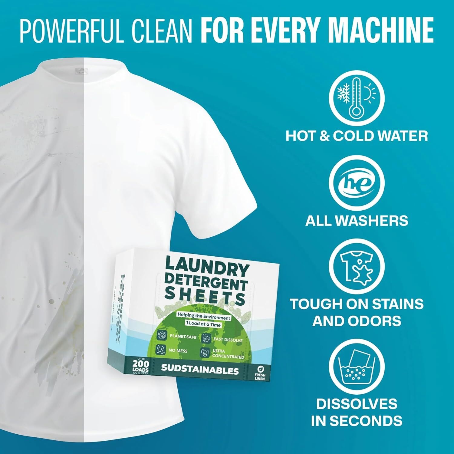Laundry Detergent Sheets (200 Loads) – Eco-Friendly, Zero Waste, Plastic-Free La