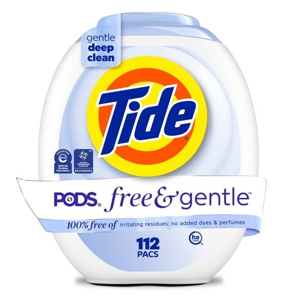 Tide Pods HE Compatible Laundry Detergent Pacs – Free & Gentle – 112ct: Dermatol