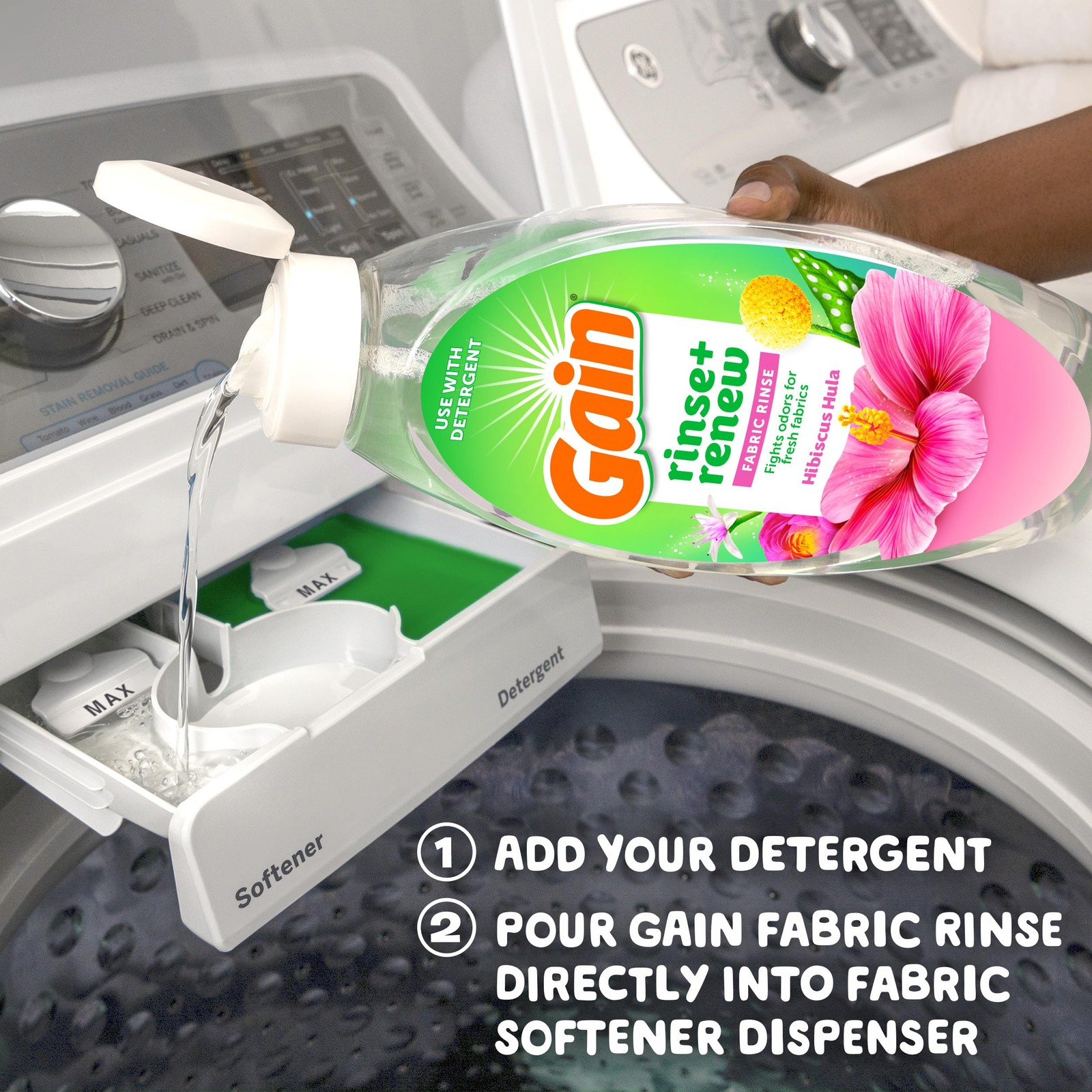 Gain Hibiscus Hula Fabric Rinse & Renew, 48 FL OZ, Laundry Odor Remover