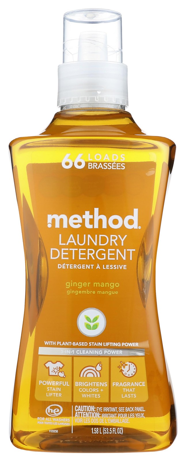 Method Liquid Laundry Detergent, Ginger 53.5 Fl Oz (Pack of 1), Mango