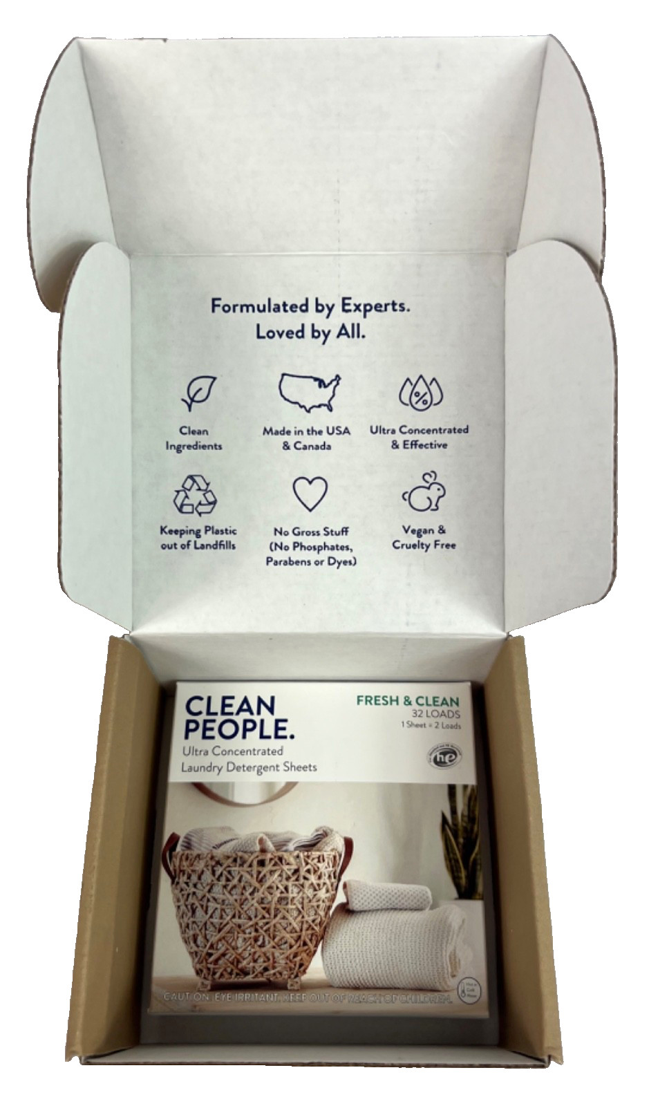 CLEAN PEOPLE Laundry Detergent Sheets Ultra Concentrated Fresh & Clean 32 Ct
