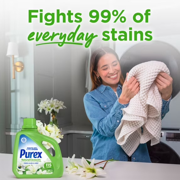 Purex Liquid Laundry Detergent, Fresh Lilies & Linen, 150 oz, 115 Loads
