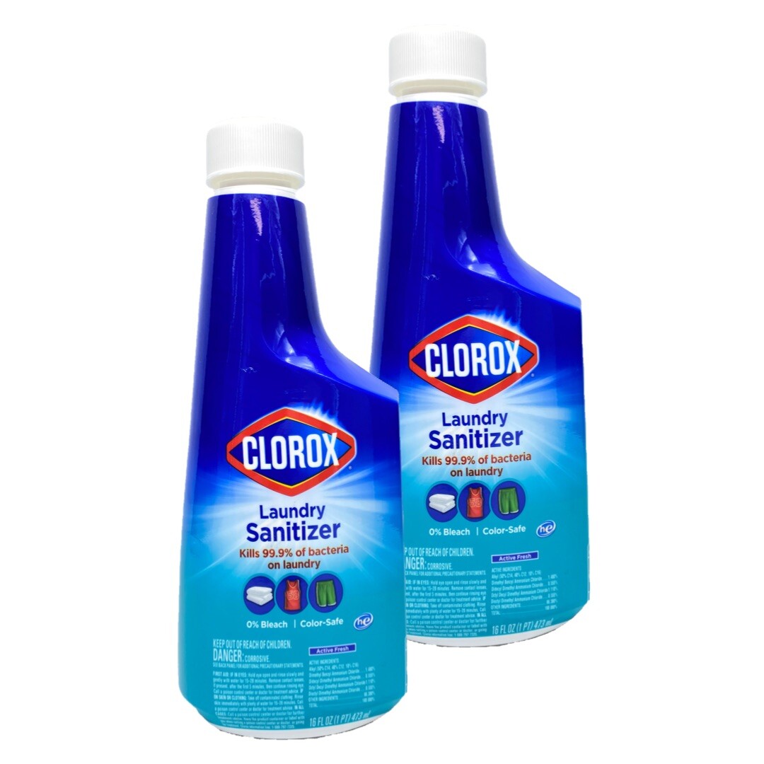 2x Clorox Laundry Sanitizer (Bleach Free) Color-Safe Active Fresh 16 oz Bottles