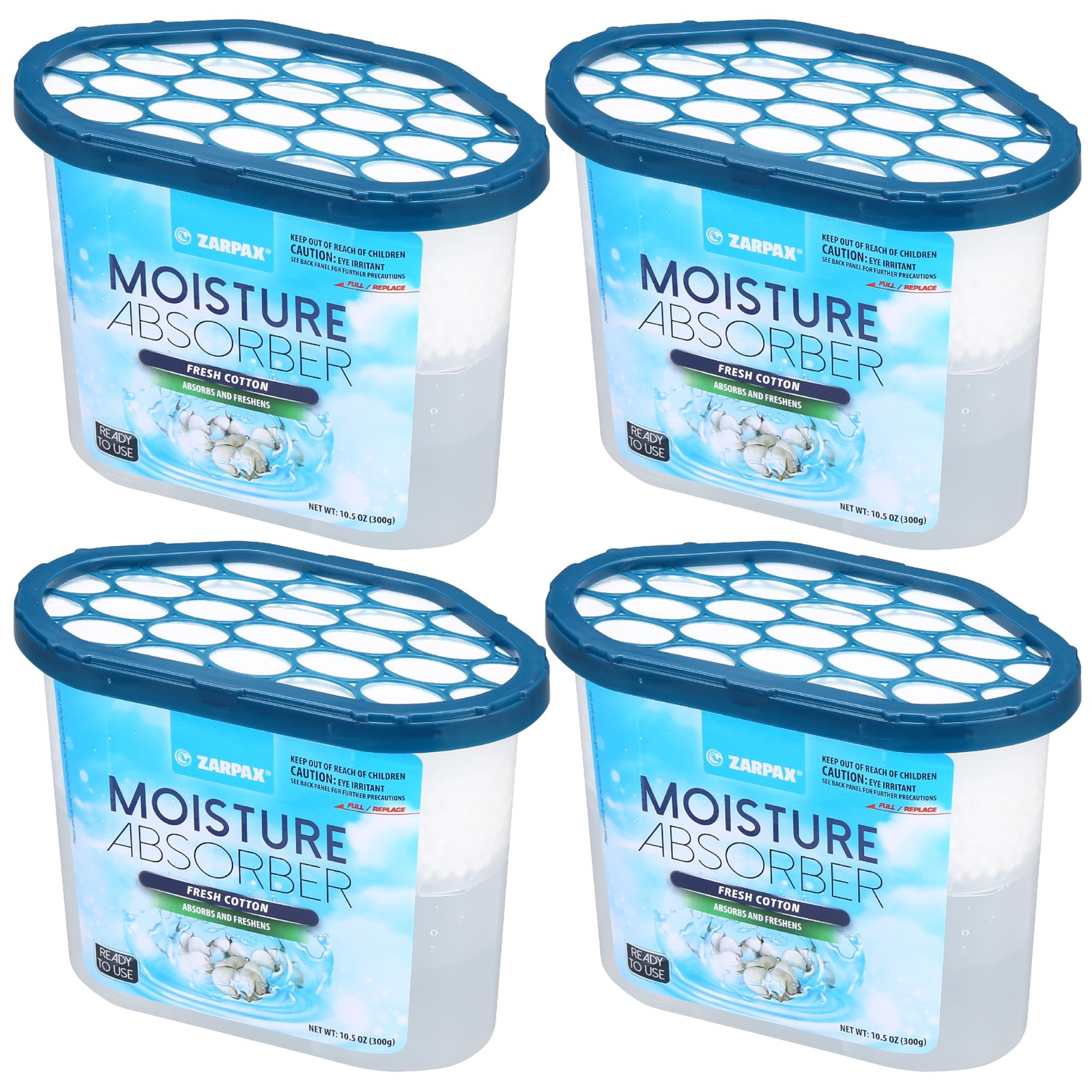 ZARPAX Moisture Absorber Fresh Cotton 10.5oz 4 Pack