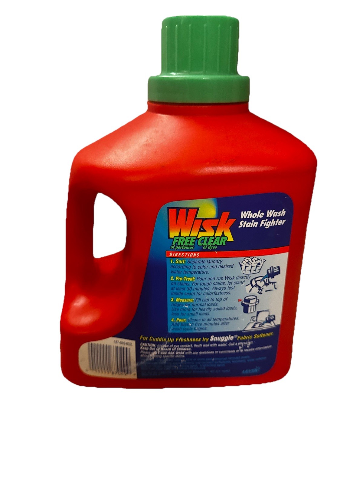 Vintage 1995 Wisk Free Clear 100 oz Bottle Concentrated Detergent