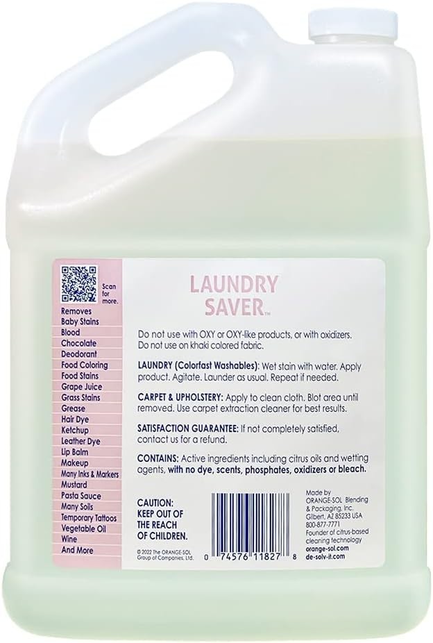 Laundry Saver Stain Remover – 1 Gallon Unscented Biodegradable Liquid Cleaner