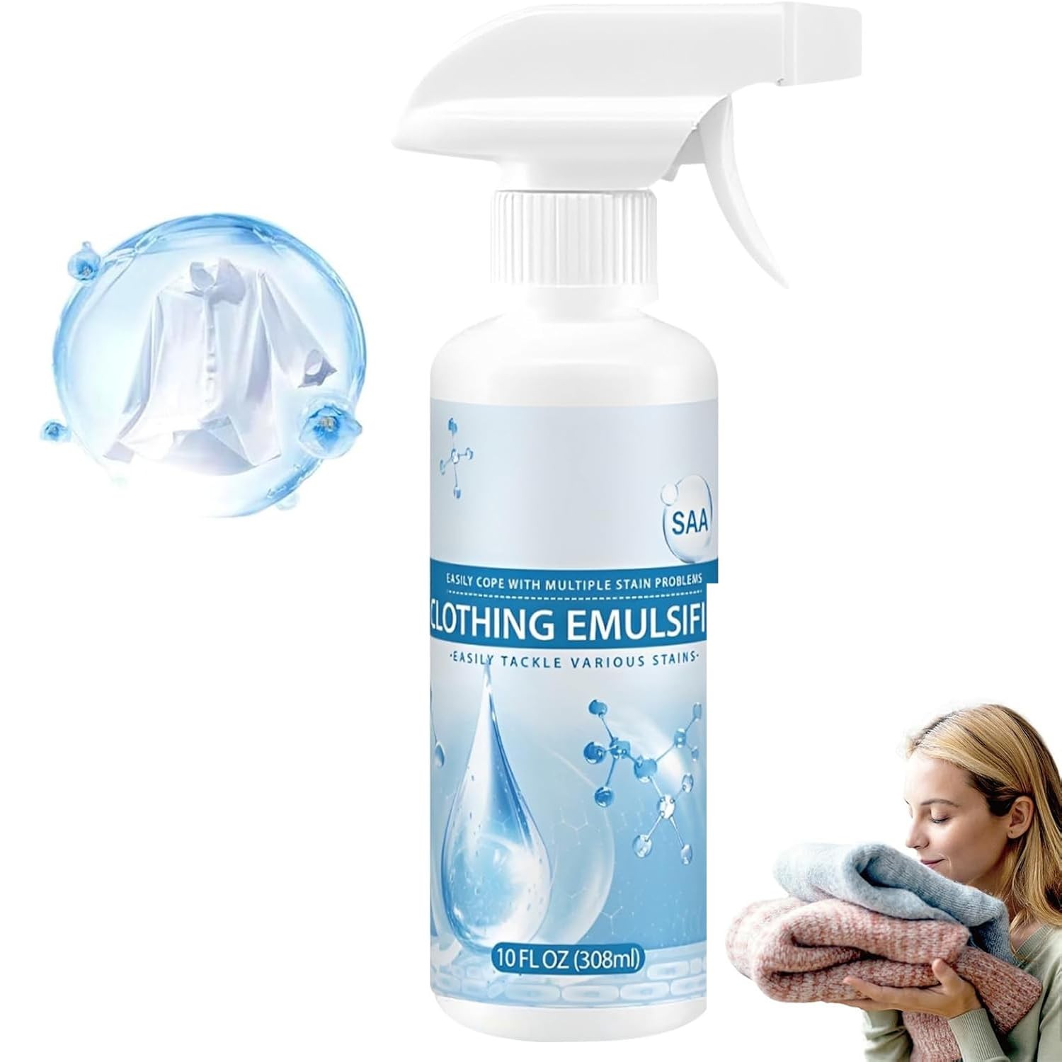 Clothing Emulsifier Stain Remover Laundry Pre Treatment Non Ionic Portable 300ML