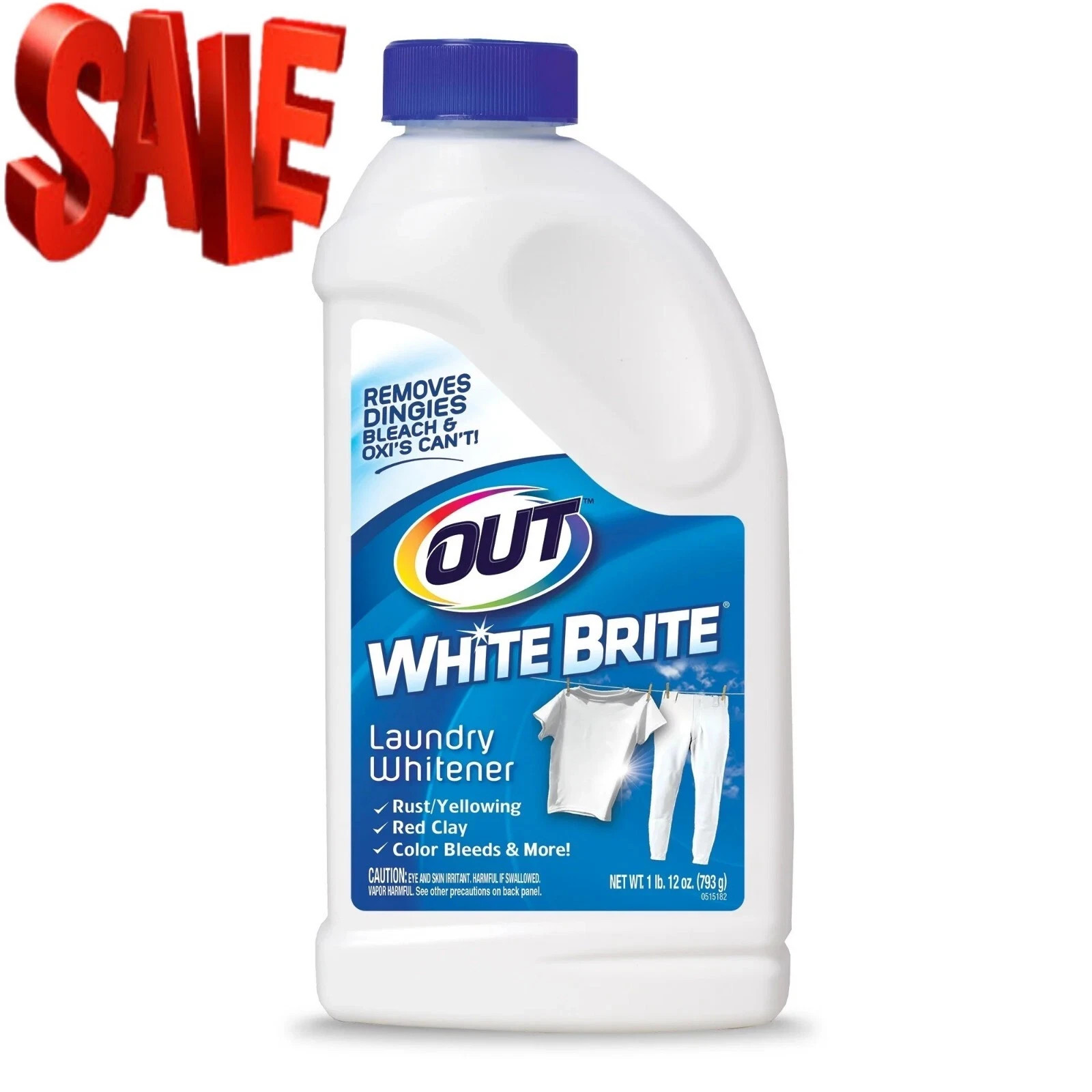 Out White Brite Laundry Whitener 28oz Removes Stains Brightens Whites Clothes