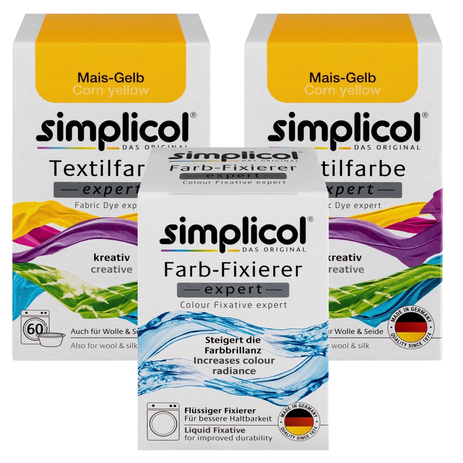 Simplicol Fabric Dye Expert Corn Yellow for 600g Fabric 2x Color and 1x Fixative