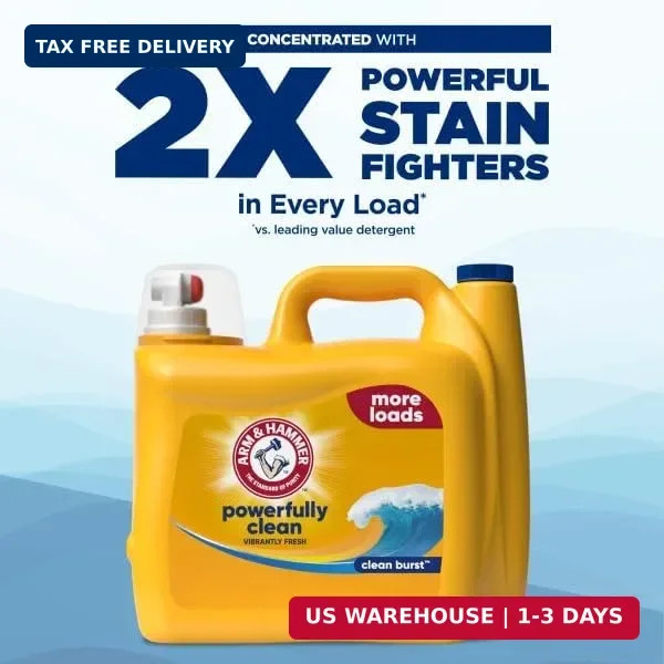 ARM & HAMMER Powerfully Clean Liquid Laundry Detergent | Clean Burst Scent, 174