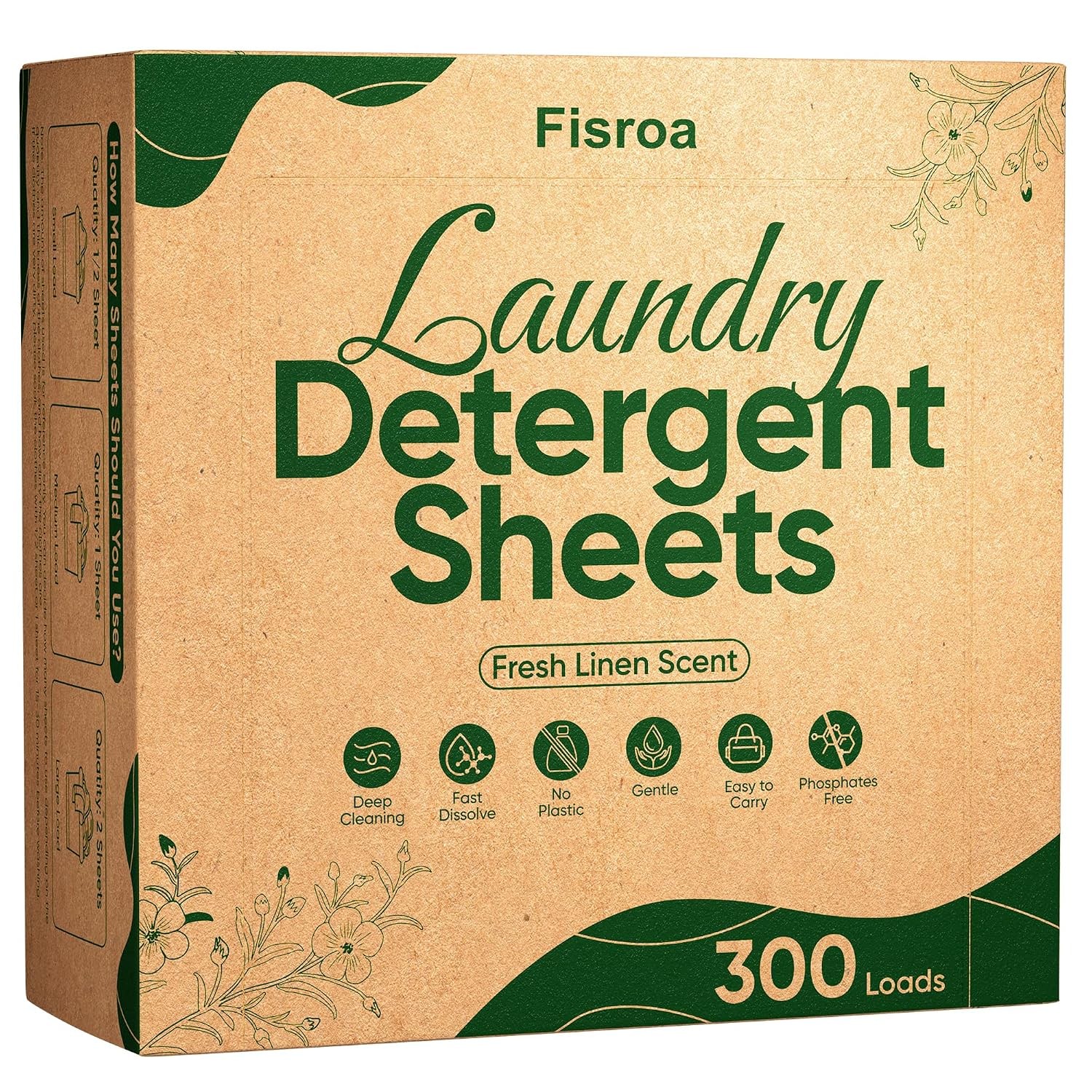Travel Laundry Detergent Sheets Fisroa 300 Loads Eco-friendly Washing Detergent