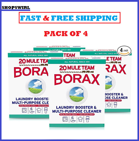 20 MULE TEAM Laundry Detergent All Natural Booster Multi Cleaner-65Oz Pack of 4.