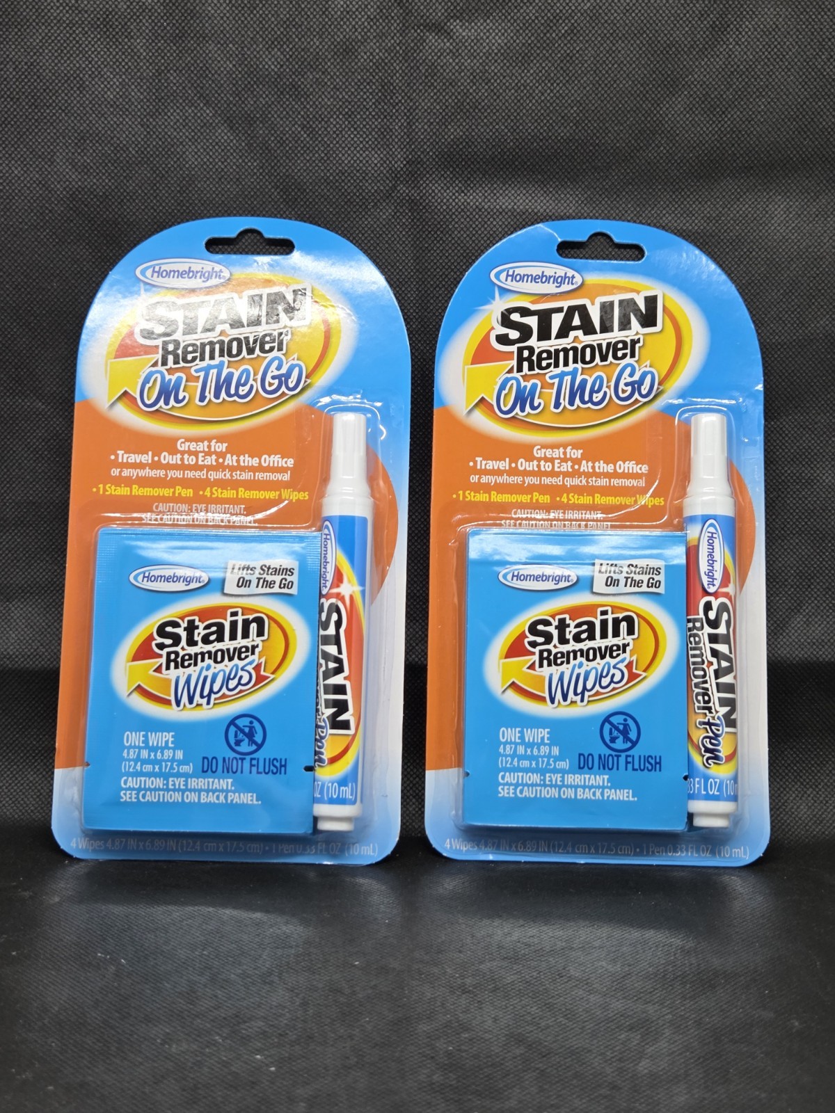 Lot Of 2 Homebright Stain Remover On The Go Pen 4 Stain Remover Wipes