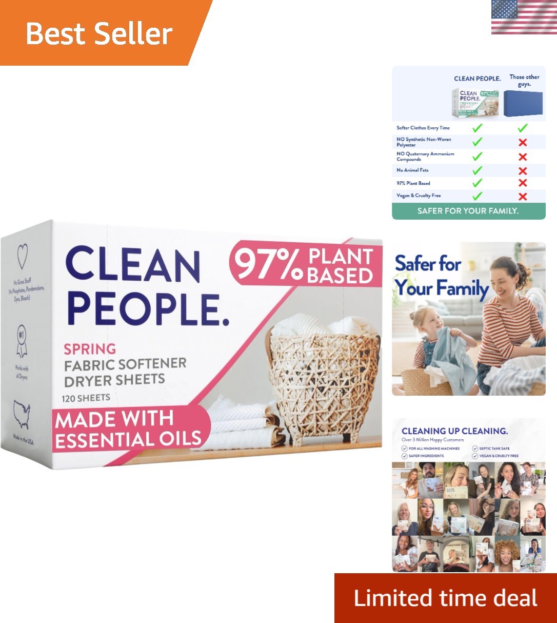 120 Sheets of Essential Oil Dryer Sheets – Softening with Spring Freshness