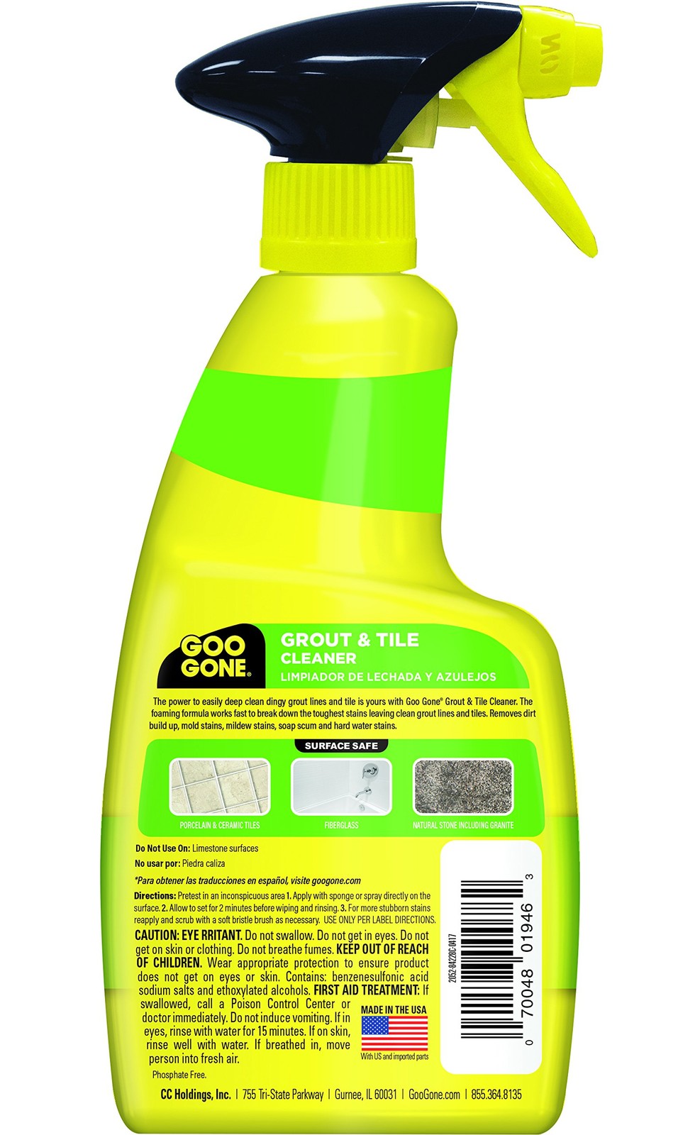 Goo Gone Grout & Tile Cleaner – Stain Remover 14 Fl Oz (Pack of 1), No Color