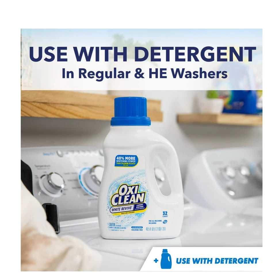 OxiClean White Revive Laundry Whitener and Laundry Stain Remover Liquid, 66 fl o