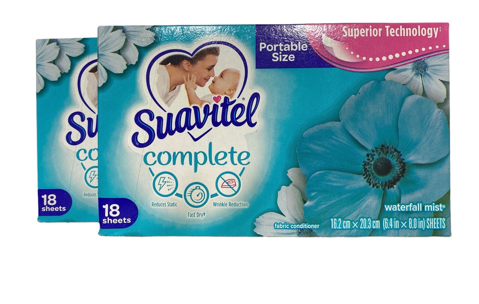 Suavitel Dryer Sheets Waterfall mist 18 Sheets Each Pack of 2