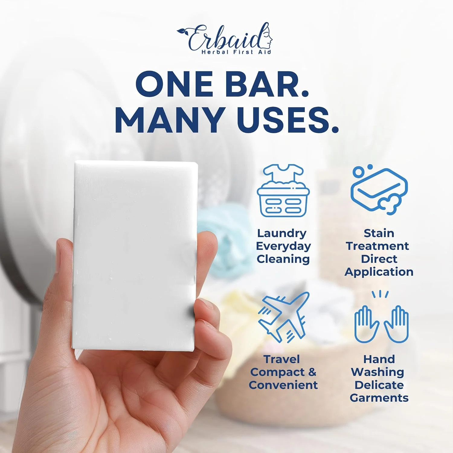 Laundry Soap Bar – Natural Laundry Stain Remover for Clothes, Hand Washing & Eve