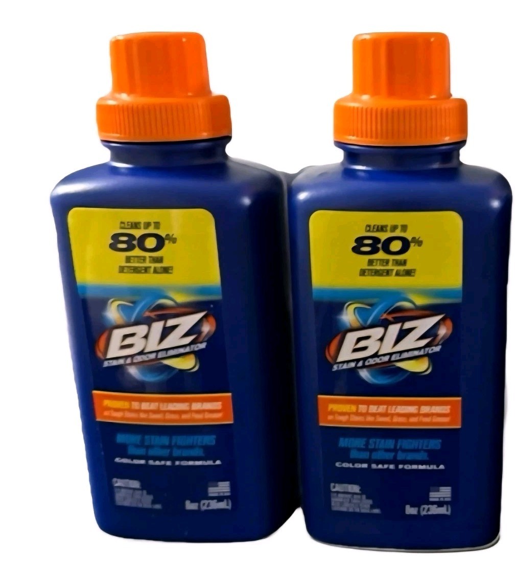 🧡 BIZ 🧡 (2-PACK) 8 Fl. Oz. 🫧 ●STAIN & ODOR ELIMINATOR● 🫧 Laundry 🫧 Booster.