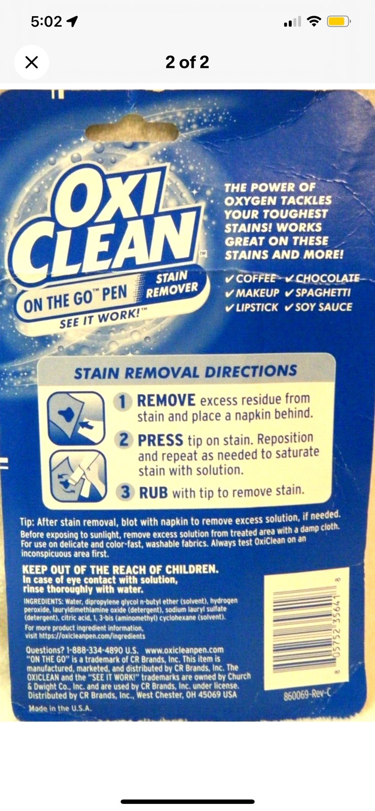OxiClean On The Go Pen Stain Remover 3 Pack Clothes Fabric Instant NEW FREE SHIP